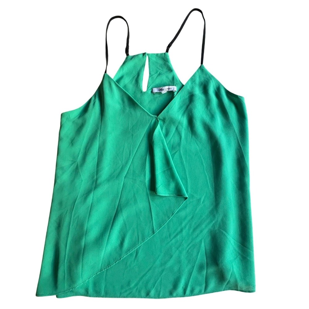 NAKED ZEBRA Emerald Green Ruffle V Neck Cami Tank Top Adjustable Straps‎ MEDIUM